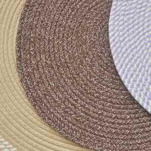 纯手工编织棉线垫子地垫脚垫 简约桌垫圆形编织垫 定制可机洗地毯