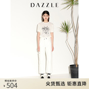刘雯同款dazzle地素奥莱春夏，小众割破设计感白色直筒牛仔裤女
