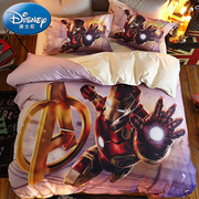Disney/迪士尼卡通床单全棉钢铁侠儿童纯棉三件套学生床单被套