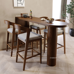 纯实木靠墙吧台桌家用长条窄高脚桌子玄关客厅隔断小吧台岛台餐桌