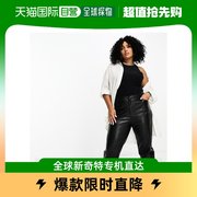 香港直邮潮奢 ASOS 女士Curve 设计仿皮直筒裤子(黑色)