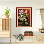 十字绣植物花卉丁香与玫瑰刺绣材料包卧室装饰画