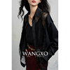 wangxo|高光华尔缎拼接进口钉珠，蕾丝|高定质感宽松阔版长袖衬衫