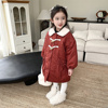 2023冬季女童加绒加厚棉衣，中长款韩版宝宝，棉袄棉服大红色保暖