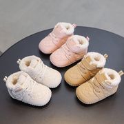 婴儿冬鞋保暖棉鞋家居季一岁(季，一岁)男女宝宝，棉加厚软底学步子加绒6一12