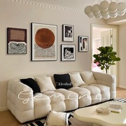 复古美式沙发背景墙挂画抽象艺术照片墙壁画，小众高级感客厅组合画