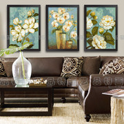 美式乡村蓝色装饰画欧式田园，有框挂画客厅沙发，电视背景墙餐厅壁画