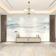 新中式水墨山水画墙纸办公室会议室电视背景墙布大气壁纸定制壁画
