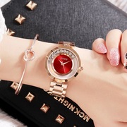 女表学生潮流时尚士表带手表不锈钢圆形石英白色钢带国产腕表