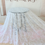 白色蕾丝桌布窗帘面料婚庆纱幔甜品，台桌纱布置法式乡村拍照背景布