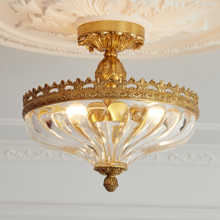 法式复古全铜吸顶灯简约古典欧式别墅卧室书房玄关门厅灯具灯饰