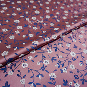 胭脂水粉紫色小梅园缠枝小花，可爱织锦缎，布料丝绸缎子古香唐装面料