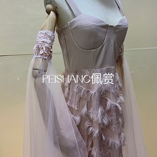 新娘婚纱礼服手套长款浅粉色蕾丝，长纱臂袖遮手臂手袖拍照造型配饰