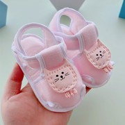 夏季0-1岁婴幼儿护脚凉鞋，男女宝宝纯棉布卡通软底，不掉透气学步鞋2