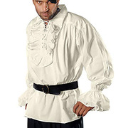 欧美复古中世纪宫廷风蓬蓬袖，上衣舞台话剧表演服纯色绑带衬衫男