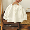 女童衬衫洋气时髦春秋小公主，白色衬衣长袖，婴儿宝宝娃娃衫t恤