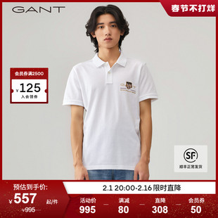 GANT甘特春夏男经典美式休闲通勤翻领透气短袖Polo衫2002014