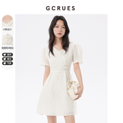 gcrues新中式盘扣复古连衣裙2024年小个子法式国风裙子女夏季