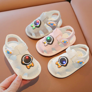 男女宝宝夏季胶底镂空凉鞋叫叫鞋1至2岁婴儿软底学步防滑机能鞋子