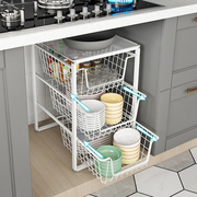 厨房抽屉收纳分隔碗架碗碟沥水架橱柜内碗筷柜碗盘餐具碗具置物架