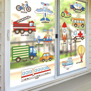 阳台窗户防水贴纸墙纸，自粘卡通汽车婴儿宝宝，房间装饰墙壁贴画玻璃