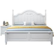 2V06美式实木床1.8米现代简约白色单人1.5米公主床女生卧室欧式双