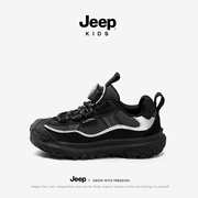 jeep男童鞋子春秋款运动鞋，2023软底儿童，跑步鞋旋钮扣女孩童鞋