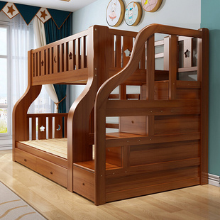 全实木儿童上下床双层床多功能组合大人两层上下铺木床高低子母床
