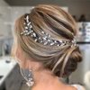 欧美跨境新娘婚礼手工水钻，发链发带头饰，亚马逊水晶银叶子发饰
