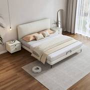 豆腐块真皮床双人轻奢床现代简约主卧室皮艺床软包1.8米极简婚床