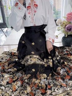 新中式马面裙套装 明制汉服女装 秋夏季日常绣花飞机袖改良版成人