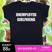 3.4 20 00#88折#粉红蘑菇 字母印花黑色短袖T恤女春夏