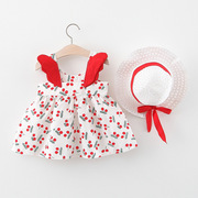 女宝宝裙子0-2-3岁4女童夏装1婴儿樱桃上衣服洋气6个月女童公主裙