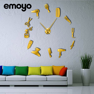 现代简约客厅大挂钟3D立体创意理发工具2壁挂钟表DIY钟表时尚挂钟