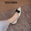 tataperko联名蝴蝶结尖头单鞋，女鞋低跟小香风玛丽珍鞋真皮高跟鞋