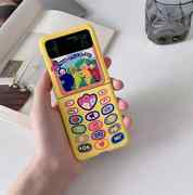韩国ins卡通电话机三星zflip3手机，壳适用galaxyzflip4折叠屏外壳