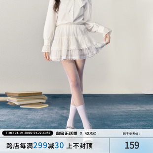 qdqd白色芭蕾风蕾丝，半身裙女2024蛋糕裙高腰显瘦蓬蓬裙短裙