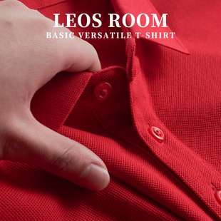 红色简约polo衫男短袖夏季珠地棉，白色翻领保罗t恤高端纯色大