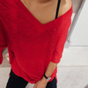 2024夏季大红色v领竹节棉，t恤韩版宽松版，纯色短袖t恤大码开叉上衣