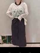 Wang+欧洲站2024春季时尚大牌女装洋气欧韩版电镀领创色网衫