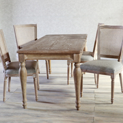 美式乡村餐桌家用实木，复古做旧桌椅组合4人6人长方形时尚简约桌子