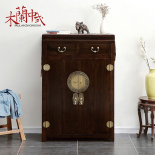 新中式家具老榆木鞋柜，明清古典门厅柜实木，仿古玄关储物柜禅意古典