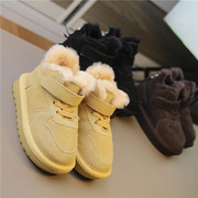 圆头黄色黑色男宝宝2靴加厚靴真皮棉靴1-3幼儿保暖