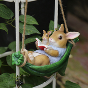 庭院户外树上挂件秋千兔子，装饰品花园杂货创意阳台动物工艺品摆件