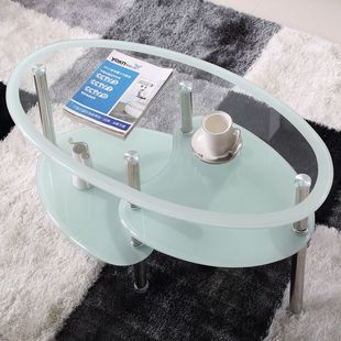 椭圆形茶桌创意钢化玻璃茶几简约小户型现代客厅钢琴烤漆家具