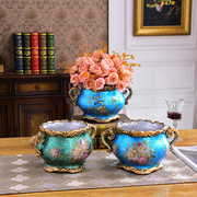 欧式陶瓷花盆 多色可选茶几桌客厅干花花插 新居复古做旧送礼