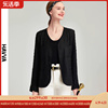 HAVVA2024春季黑色衬衫女长袖设计感衬衣气质法式上衣C89870