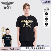 线上BOYLONDON夏季情侣款T恤烫金涂鸦老鹰logo短袖N01904