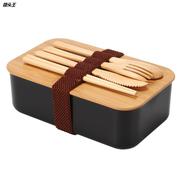竹盖饭盒大容量便携单层便当盒日式午餐盒分格餐具上班族餐盒
