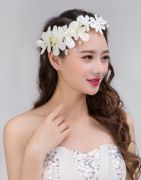 韩版珍珠新娘头饰白色，红色水钻蕾丝头饰新娘手工头饰